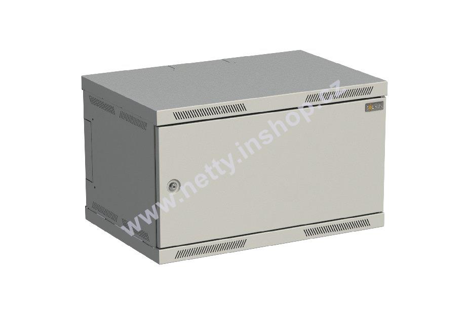 Rozvaděč nástěnný nýtovaný SENSA 6U 400mm, dveře plech, RAL 7035