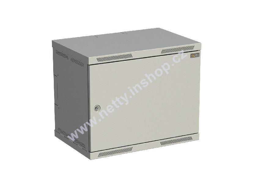 Rozvaděč nástěnný nýtovaný SENSA 9U 400mm, dveře plech, RAL 7035