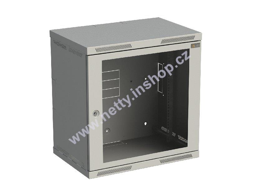 Rozvaděč nástěnný nýtovaný SENSA 12U 400mm, dveře sklo, RAL 7035