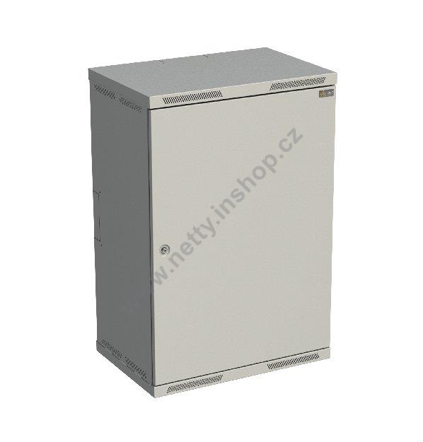 Rozvaděč nástěnný nýtovaný SENSA 18U 400mm, dveře plech, RAL 7035