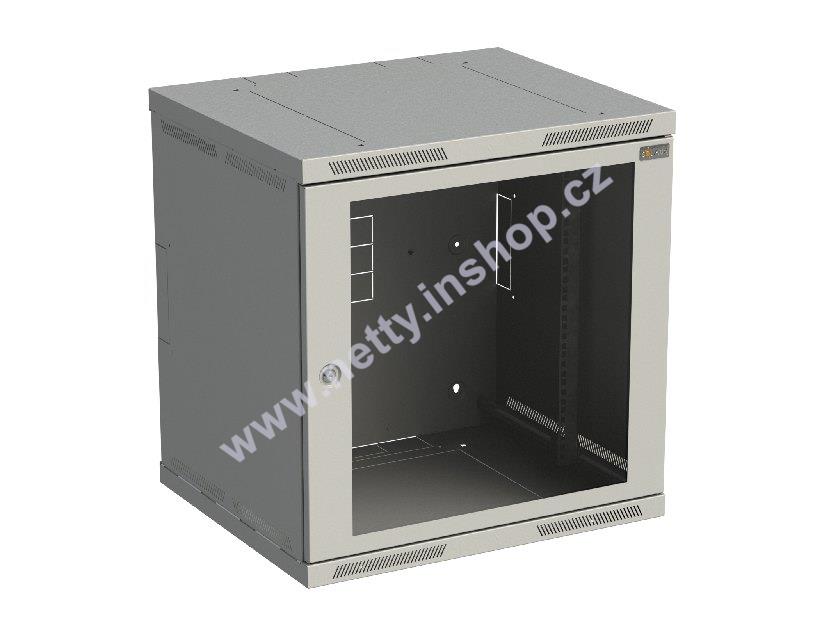 Rozvaděč nástěnný nýtovaný SENSA 12U 500mm, dveře sklo, RAL 7035