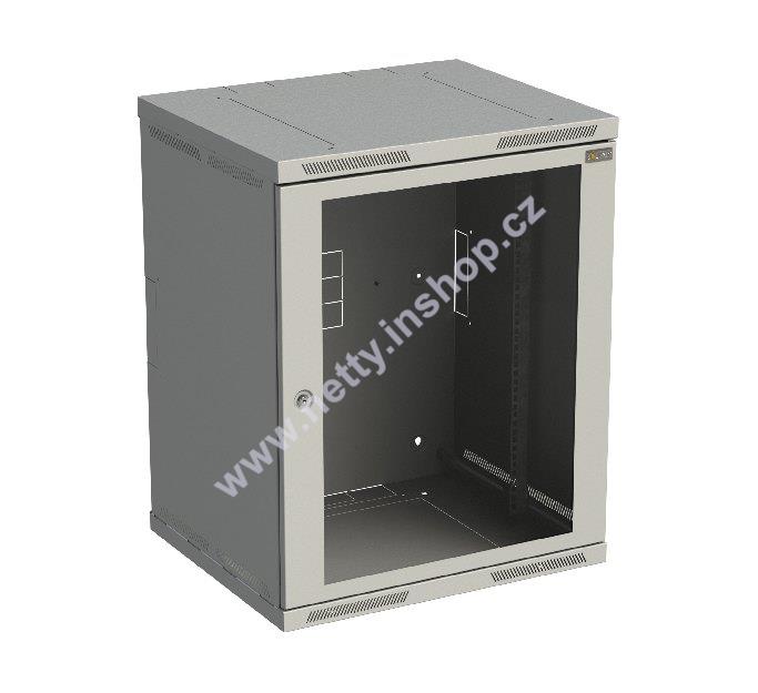 Rozvaděč nástěnný nýtovaný SENSA 15U 500mm, dveře sklo, RAL 7035