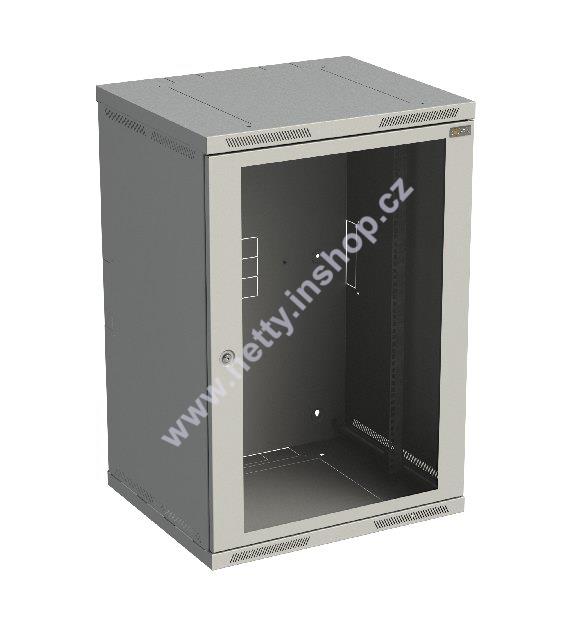 Rozvaděč nástěnný nýtovaný SENSA 18U 500mm, dveře sklo, RAL 7035
