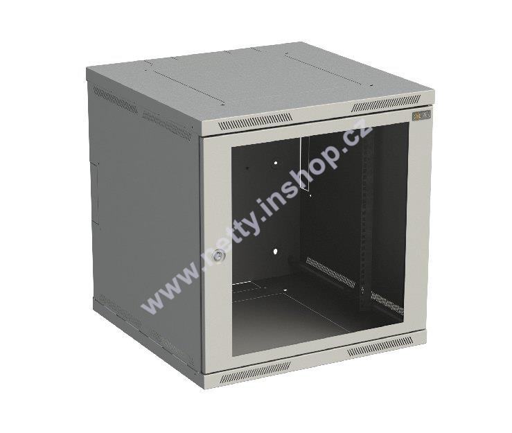 Rozvaděč nástěnný nýtovaný SENSA 12U 600mm, dveře sklo, RAL 7035