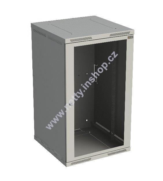 Rozvaděč nástěnný nýtovaný SENSA 21U 600mm, dveře sklo, RAL 7035