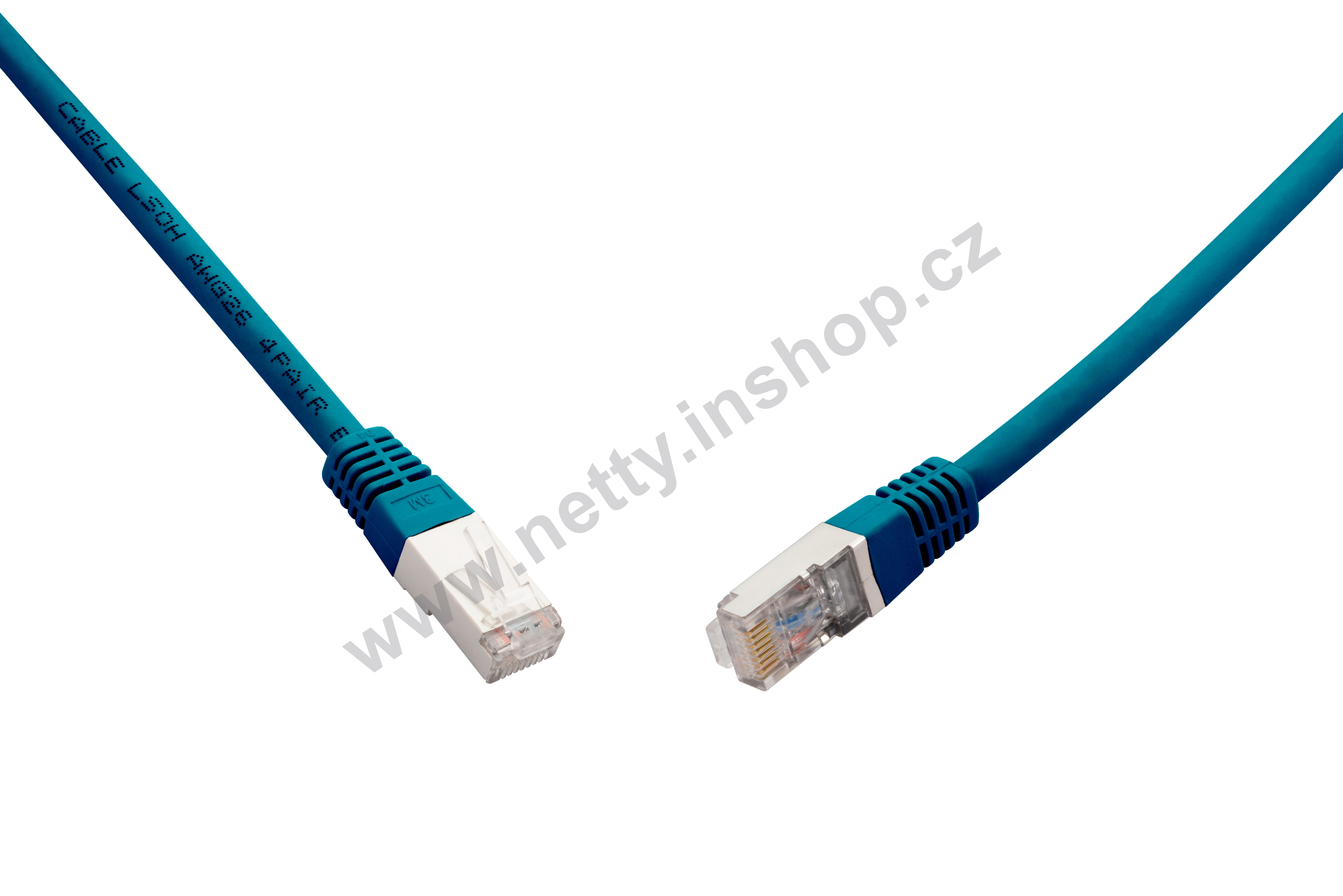 10G patch kabel CAT6A SFTP LSOH 0,5 m modrý non-snag-proof
