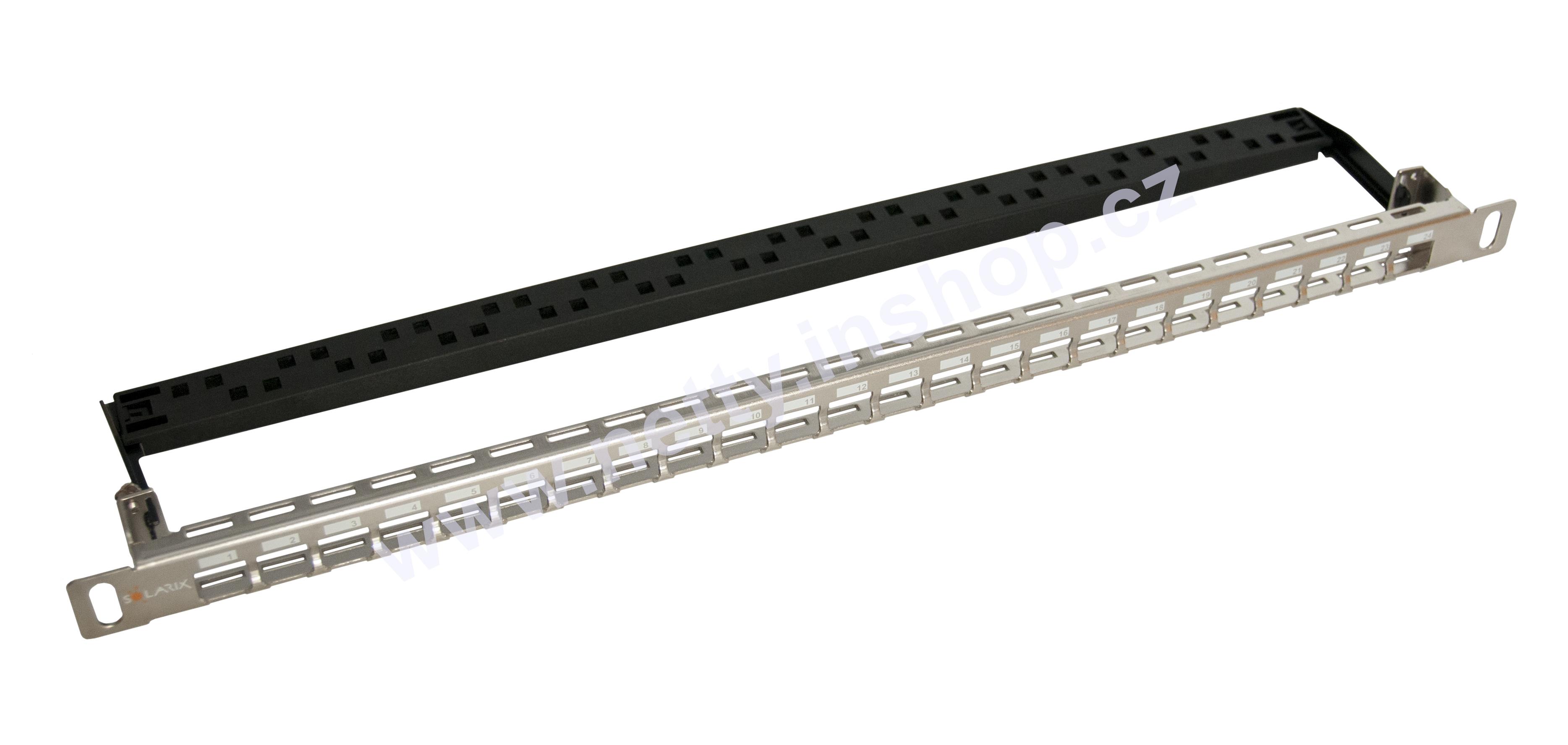 Univerzální modulární neosazený patch panel Solarix 24 portů nerez 0,5U