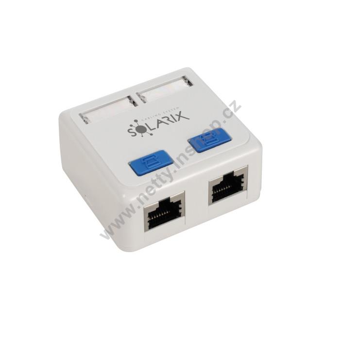 Zásuvka Solarix CAT5E STP 2 x RJ45 na omítku bílá
