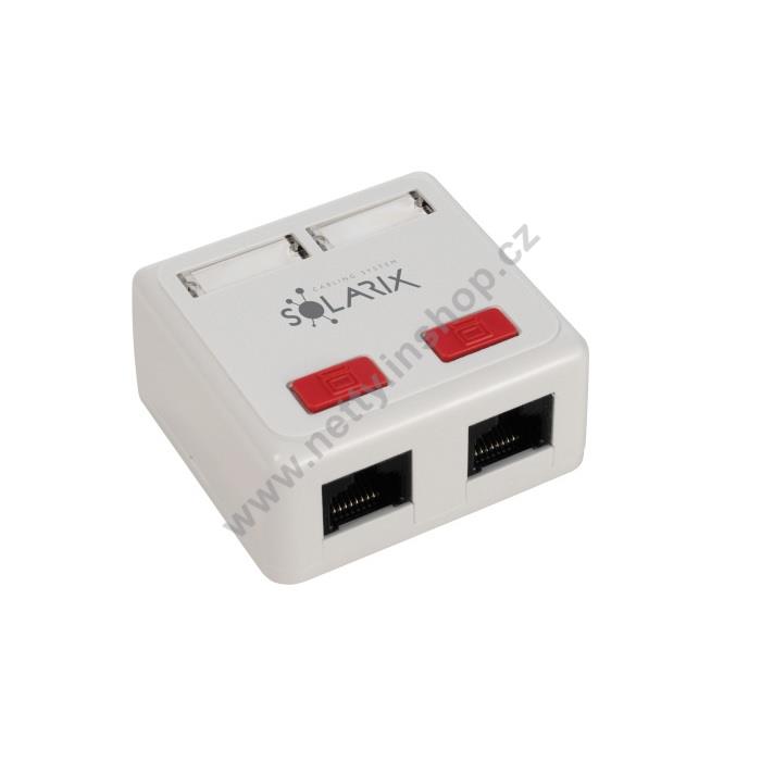 Zásuvka Solarix CAT5E UTP 2 x RJ45 na omítku bílá