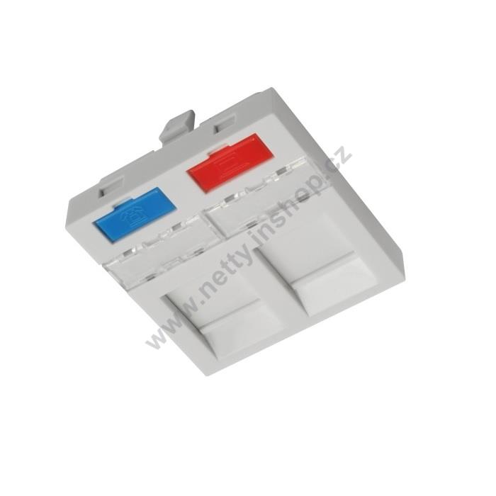 Modul French style Solarix 45 x 45mm pro 2 keystony přímý bílý