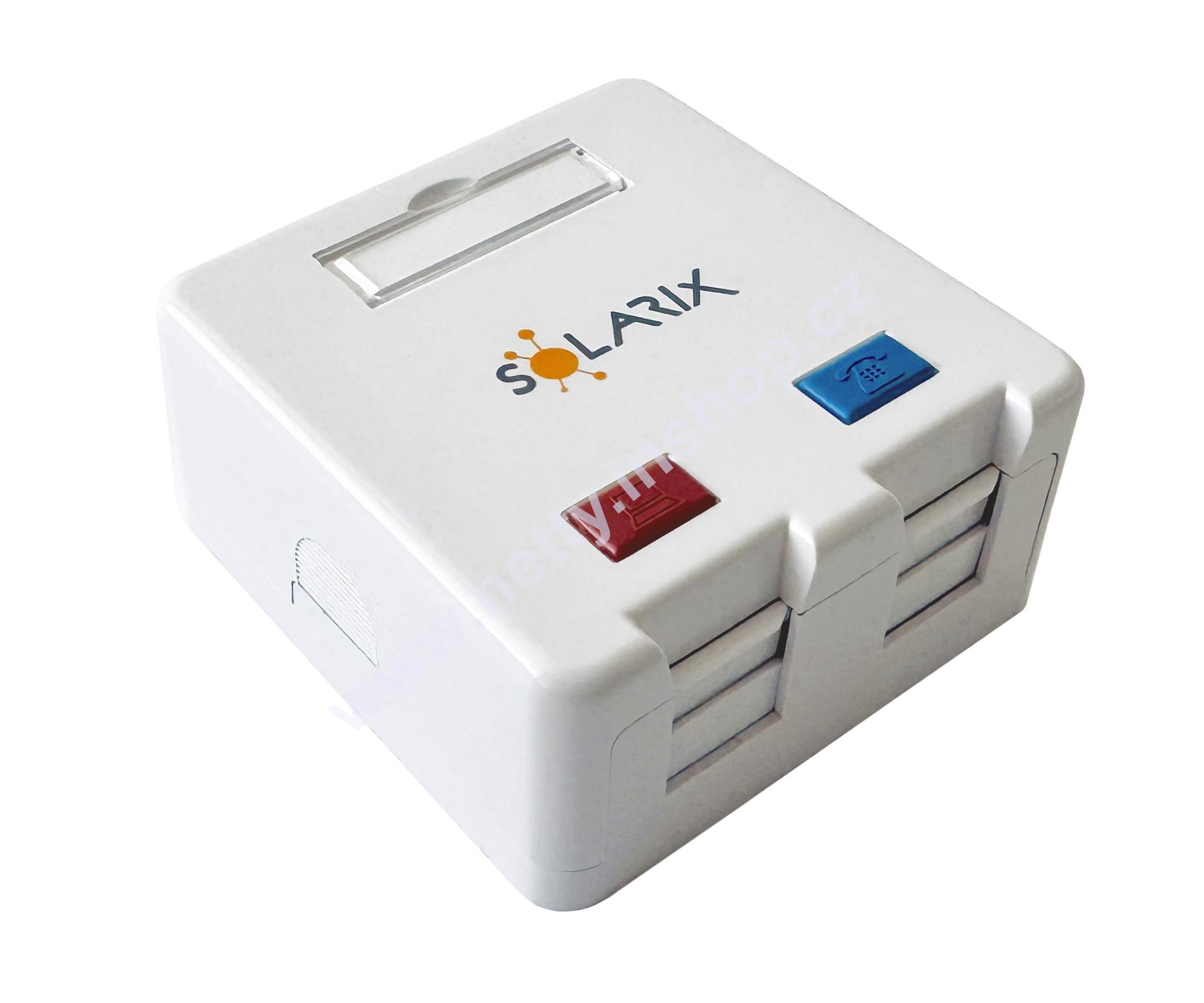 Modulární zásuvka Solarix pro 2 keystony, na omítku, bílá