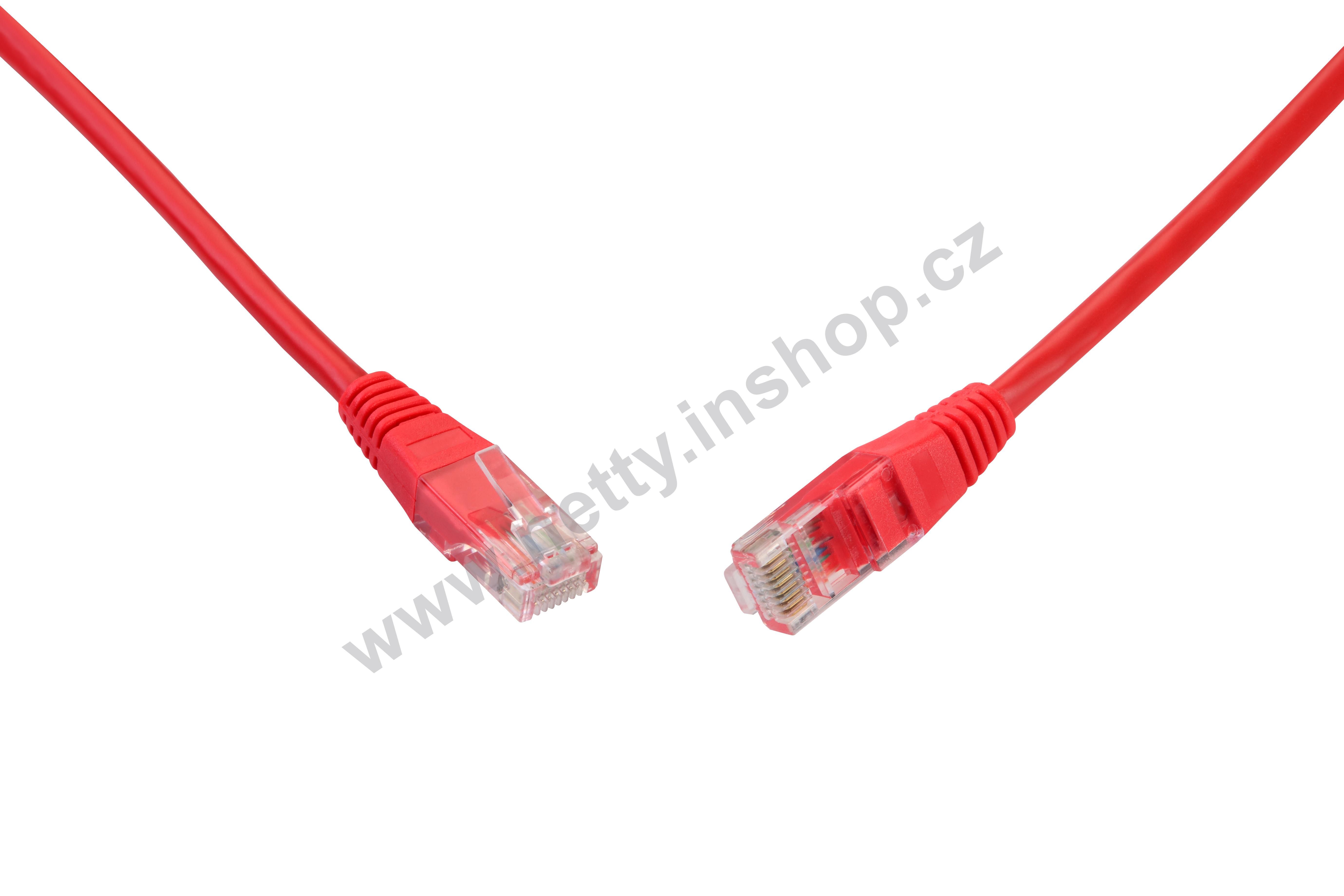 Patch kabel UTP, CAT5E, délka 7 m, barva červená