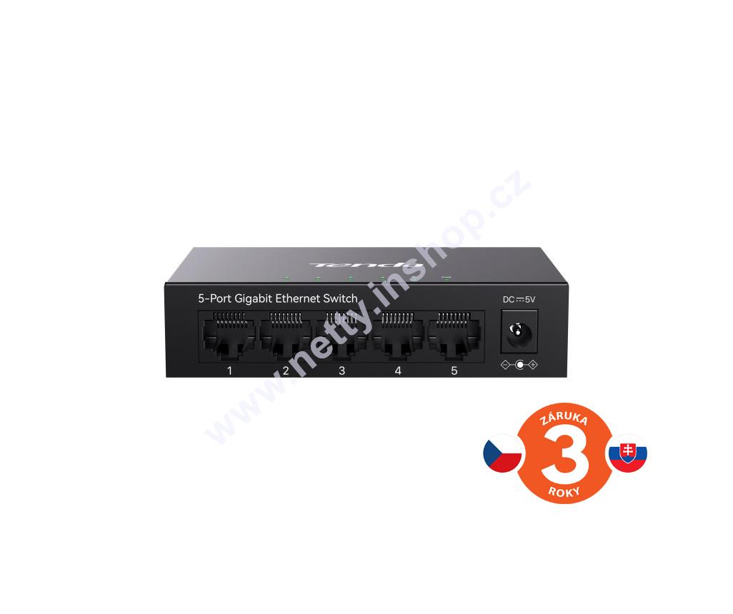 Tenda TEG1005M - 5portový 10/100/1000 Mb/s Gigabit Ethernet Switch, Fanless. kov.