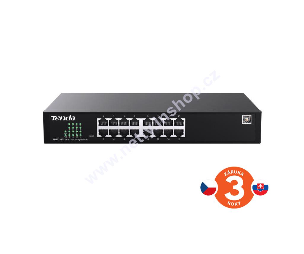 Tenda TEG2216D Cloud Managed Gigabit Switch, 16× RJ45 10/100/1000 Mb/s