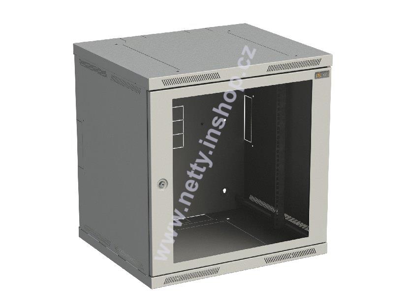 Rozvaděč nástěnný nýtovaný SENSA 12U 500mm, dveře sklo, RAL 7035