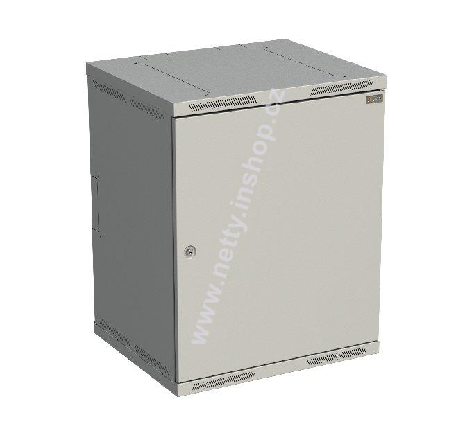 Rozvaděč nástěnný nýtovaný SENSA 15U 500mm, dveře plech, RAL 7035