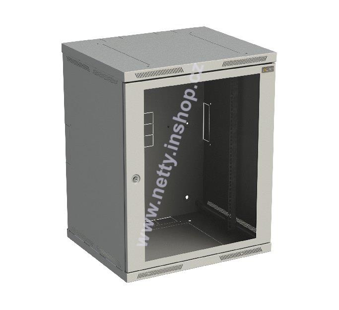 Rozvaděč nástěnný nýtovaný SENSA 15U 500mm, dveře sklo, RAL 7035