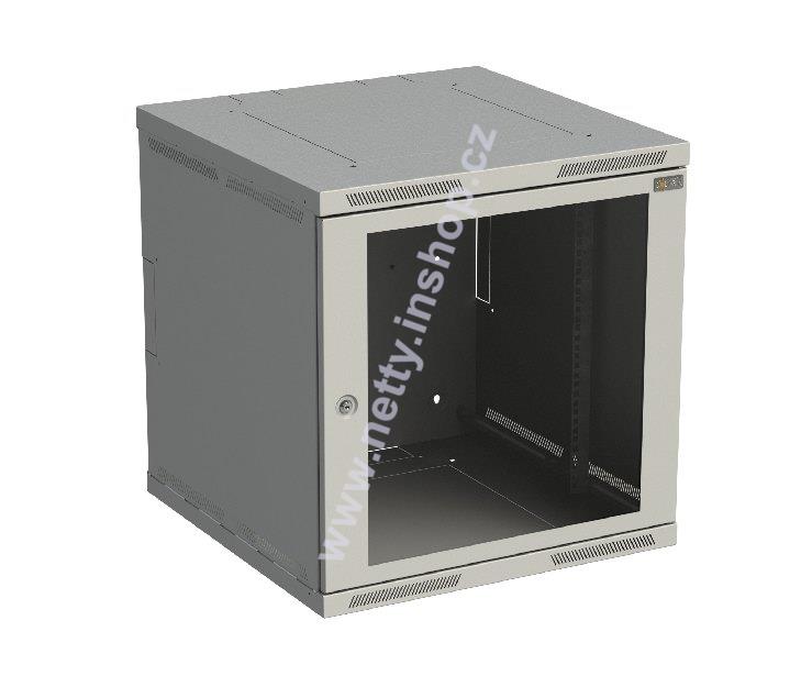 Rozvaděč nástěnný nýtovaný SENSA 12U 600mm, dveře sklo, RAL 7035