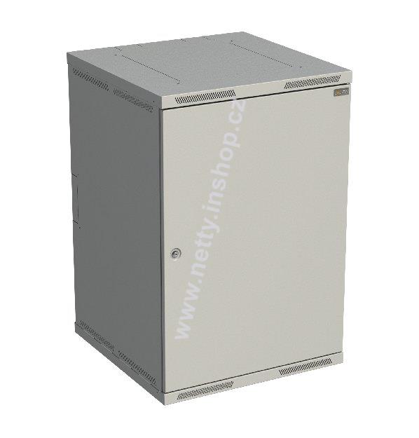 Rozvaděč nástěnný nýtovaný SENSA 18U 600mm, dveře plech, RAL 7035