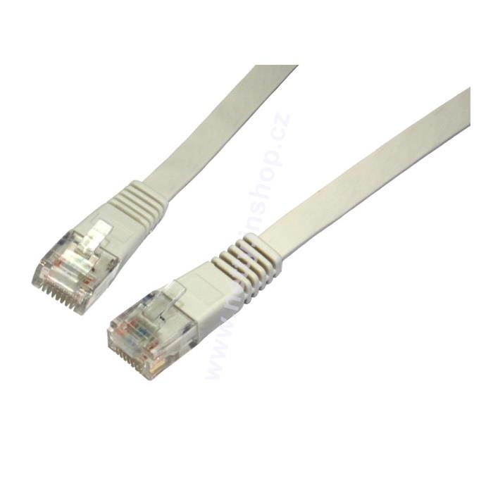 Patch kabel plochý CAT5E UTP LSOH 0,5m šedý,  non-snag-proof