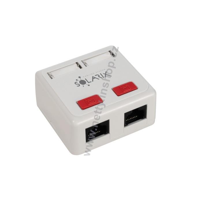 Zásuvka Solarix CAT5E UTP 2 x RJ45 na omítku bílá