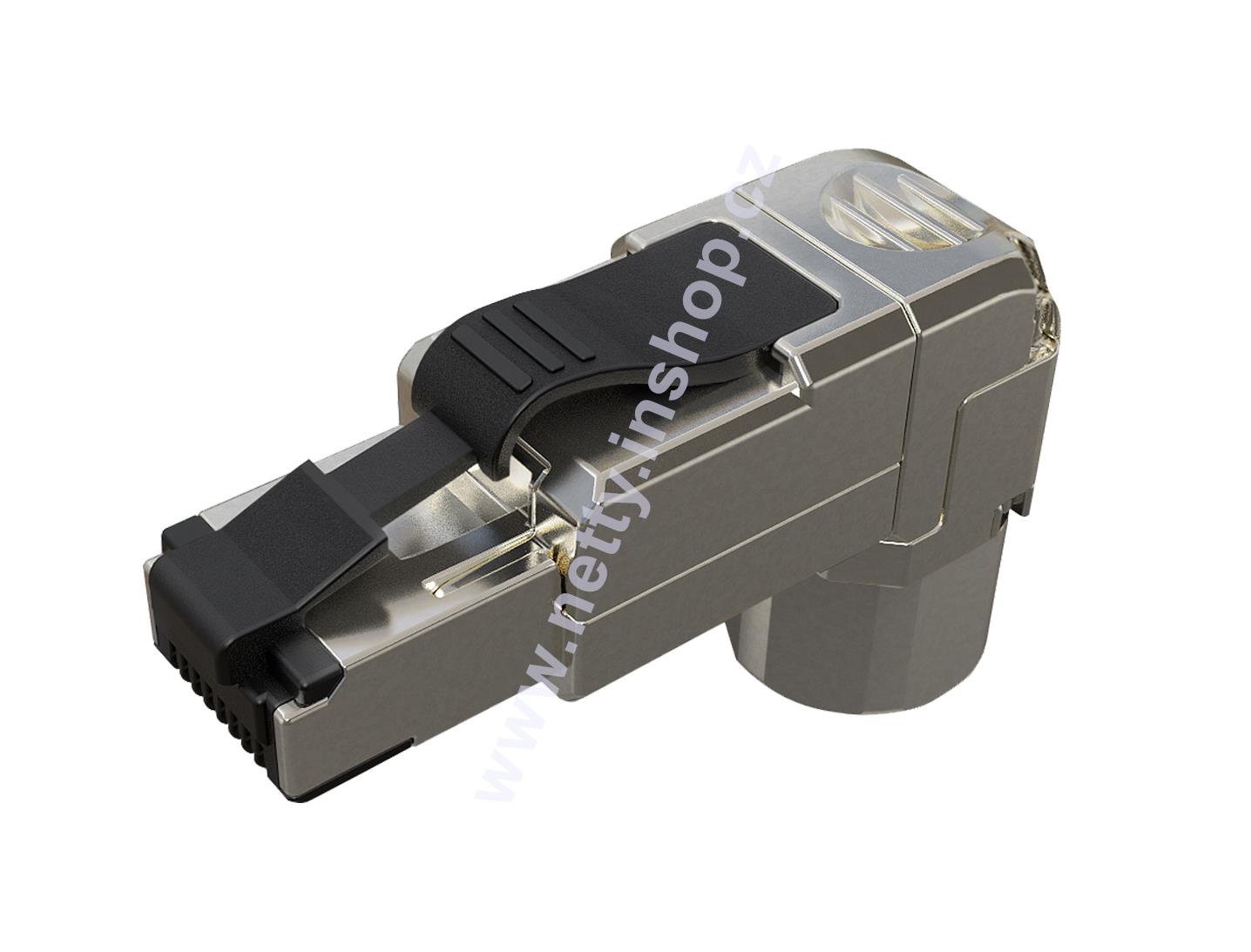 Univerzální úhlový prům. konektor RJ45 CAT6 STP samořezný (drát i lanko)