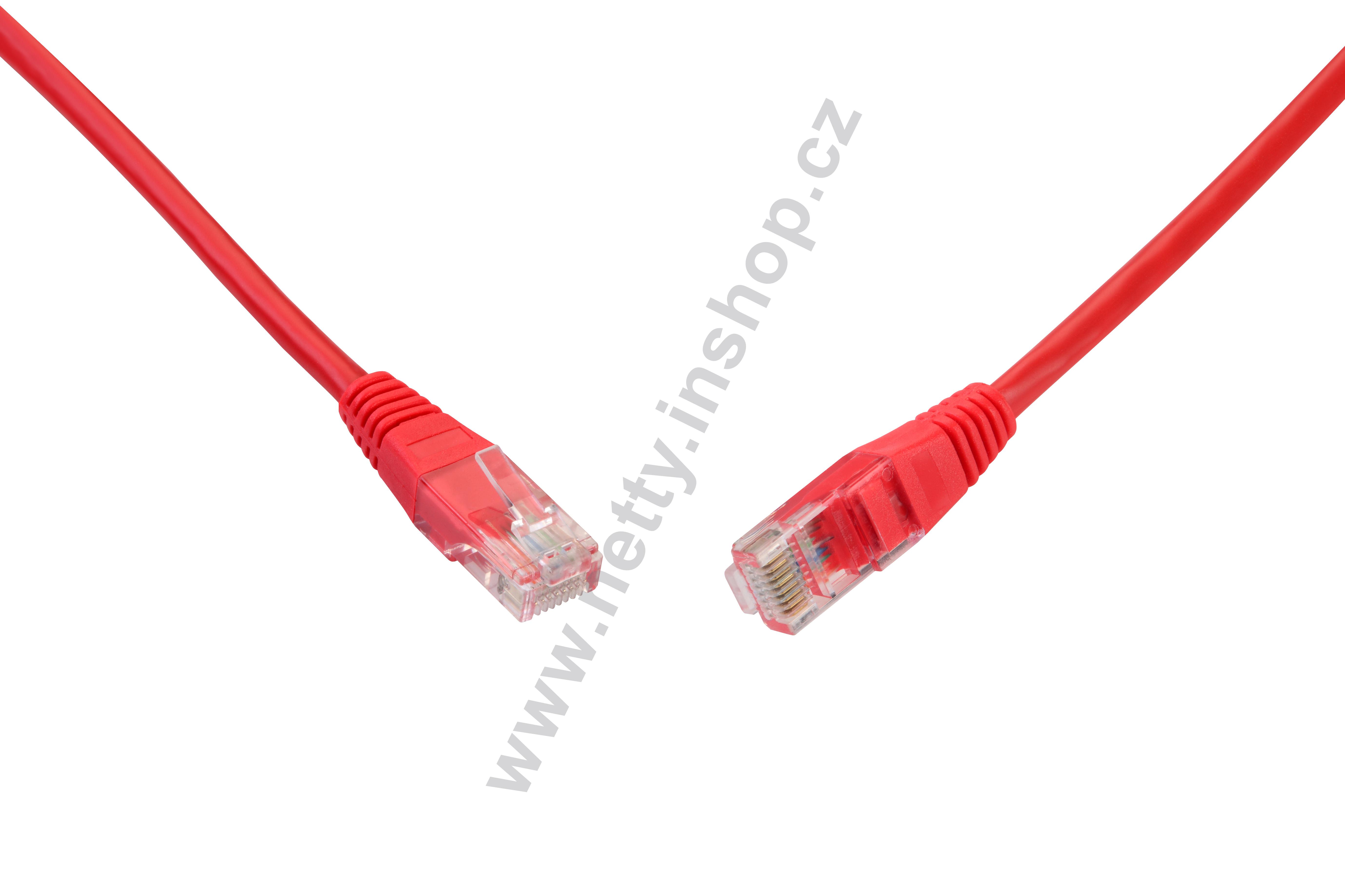 Patch kabel UTP, CAT5E, délka 7 m, barva červená