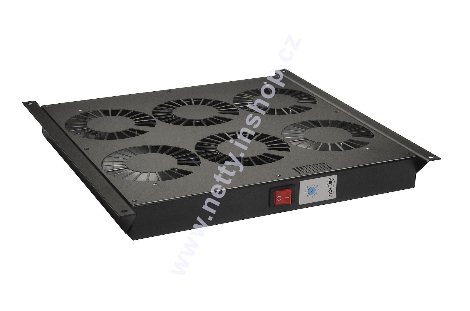 Ventilační jednotka univerzální, 2 ventilátory, se zabudovaným termostatem, černá