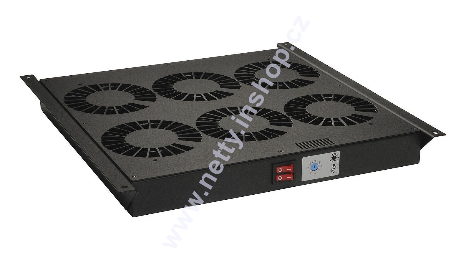 Ventilační jednotka univerzální, 6 ventilátorů, se zabudovaným termostatem, černá
